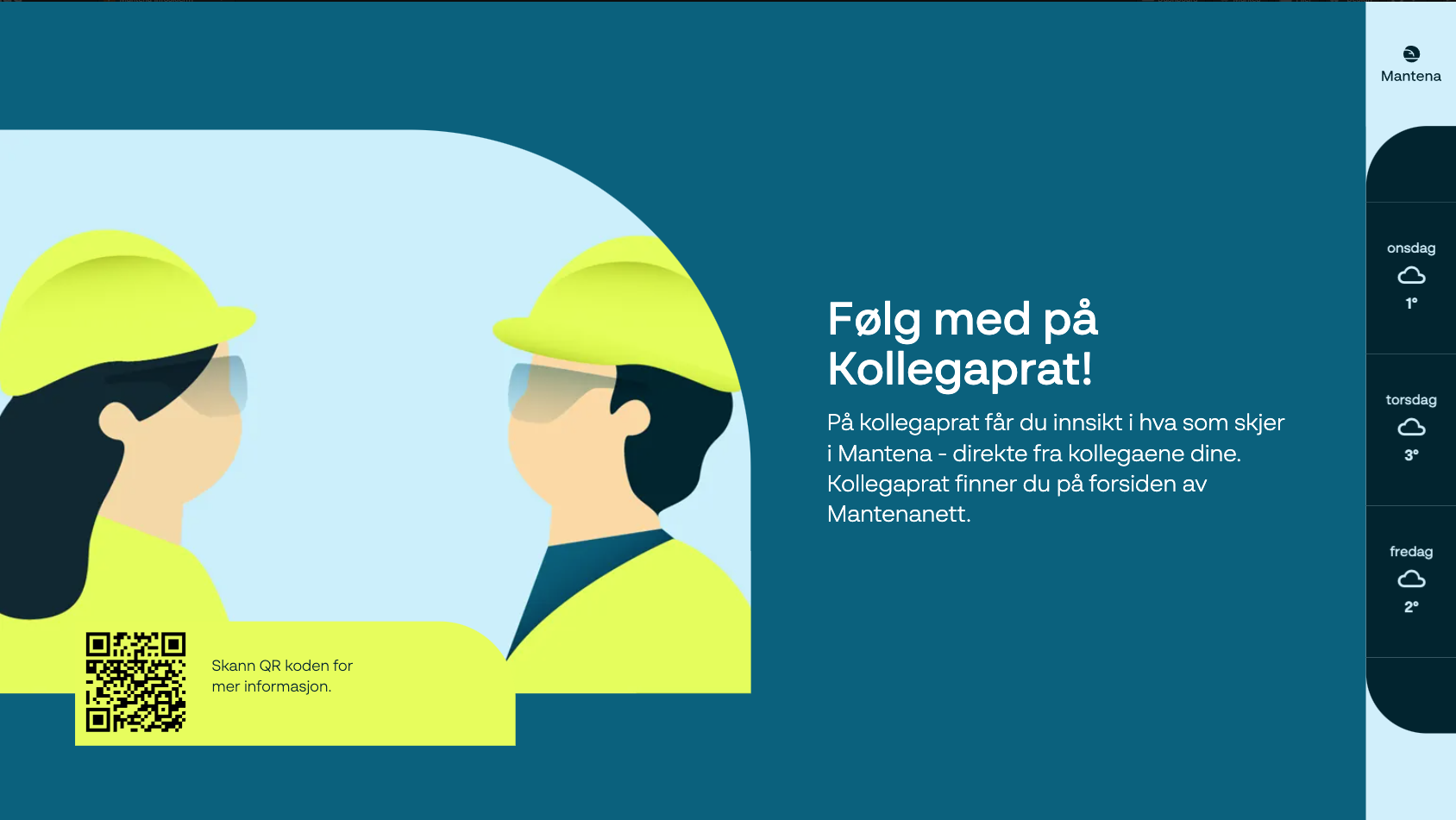 Nyhetsmal i tydelig Mantena design. Responsivt design.
