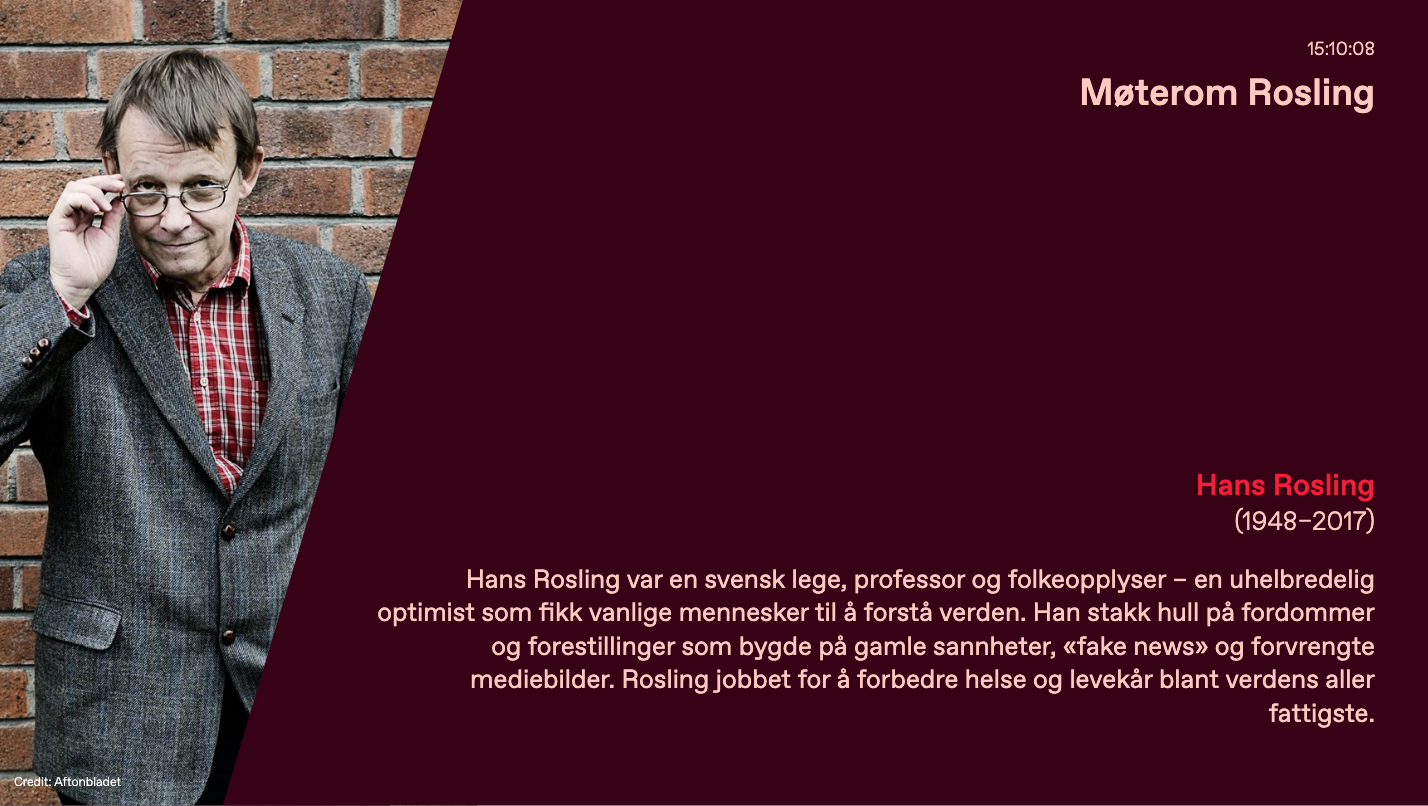 Møteromsskjerm kombinert med infoskjerm.