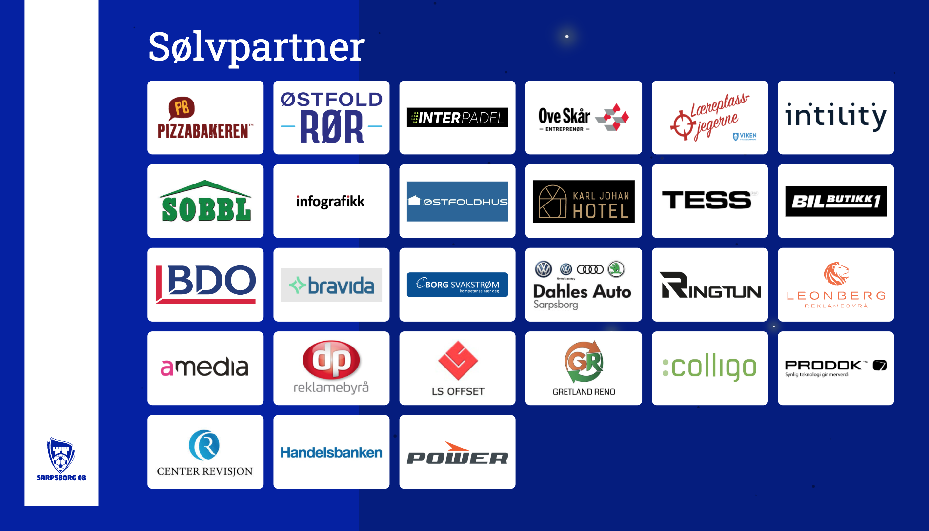 Visning av sponsorlogoer. Malen henter logoer fra klubbens nettside, noe som kvalitetssikrer innholdet på enkleste måte.